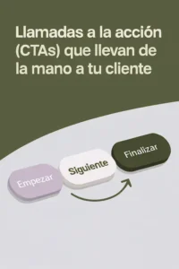 Llamadas a la acción (CTAs) que llevan de la mano a tu cliente Secuencia de botones de llamada a la acción o CTAs para guiar al usuario