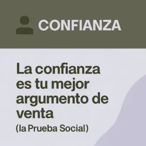 La confianza es tu mejor argumento de venta (la Prueba Social) Icono y texto sobre la importancia de la confianza y la prueba social para vender