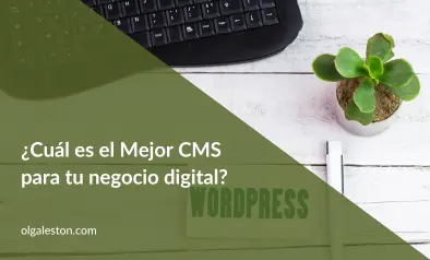 Teclado, libreta, planta y bolígrafo sobre escritorio con la palabra "WordPress" difuminada en el fondo.