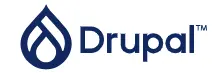 Logo oficial de Drupal, un sistema de gestión de contenidos (CMS) de código abierto utilizado para desarrollar sitios web escalables, seguros y flexibles.